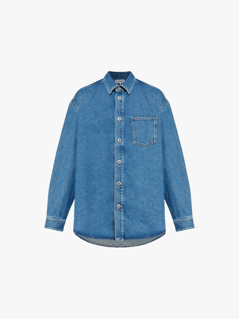 LOEWE Shirt with embroidery on the breast pocket Blue Men