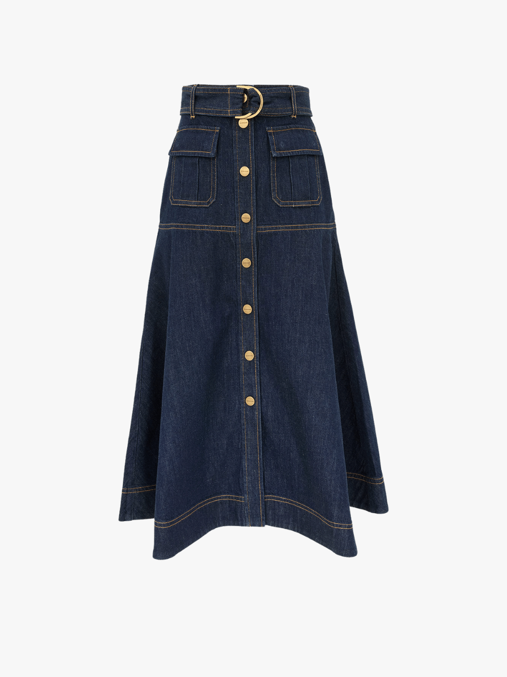 Zimmermann Denim Utility Midi Rock Harbour Navy Damen