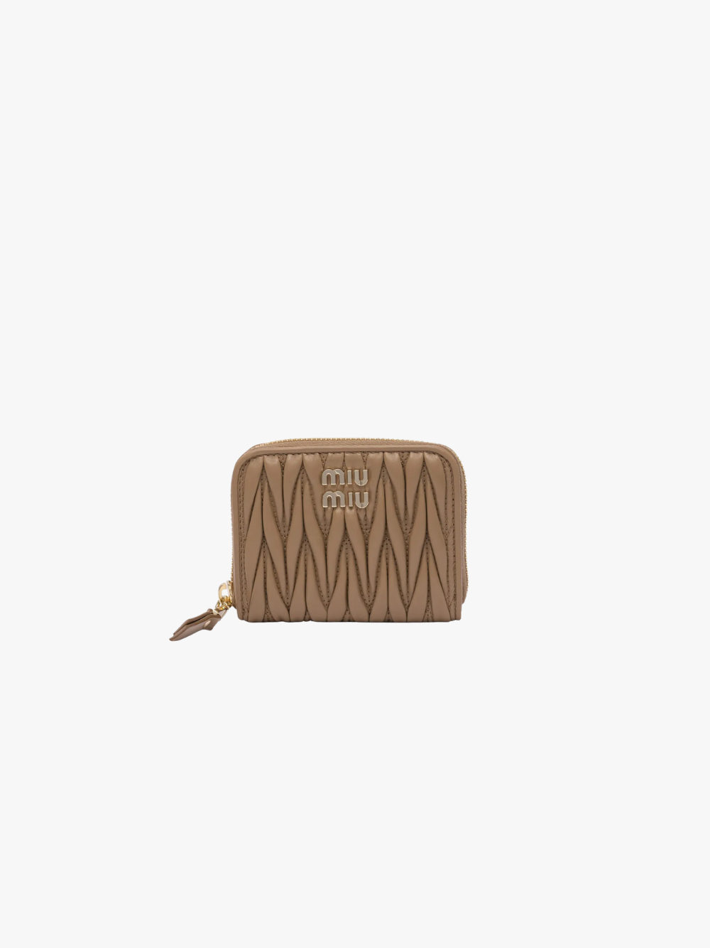 Miu Miu Matelassé Leather Wallet Beige Women