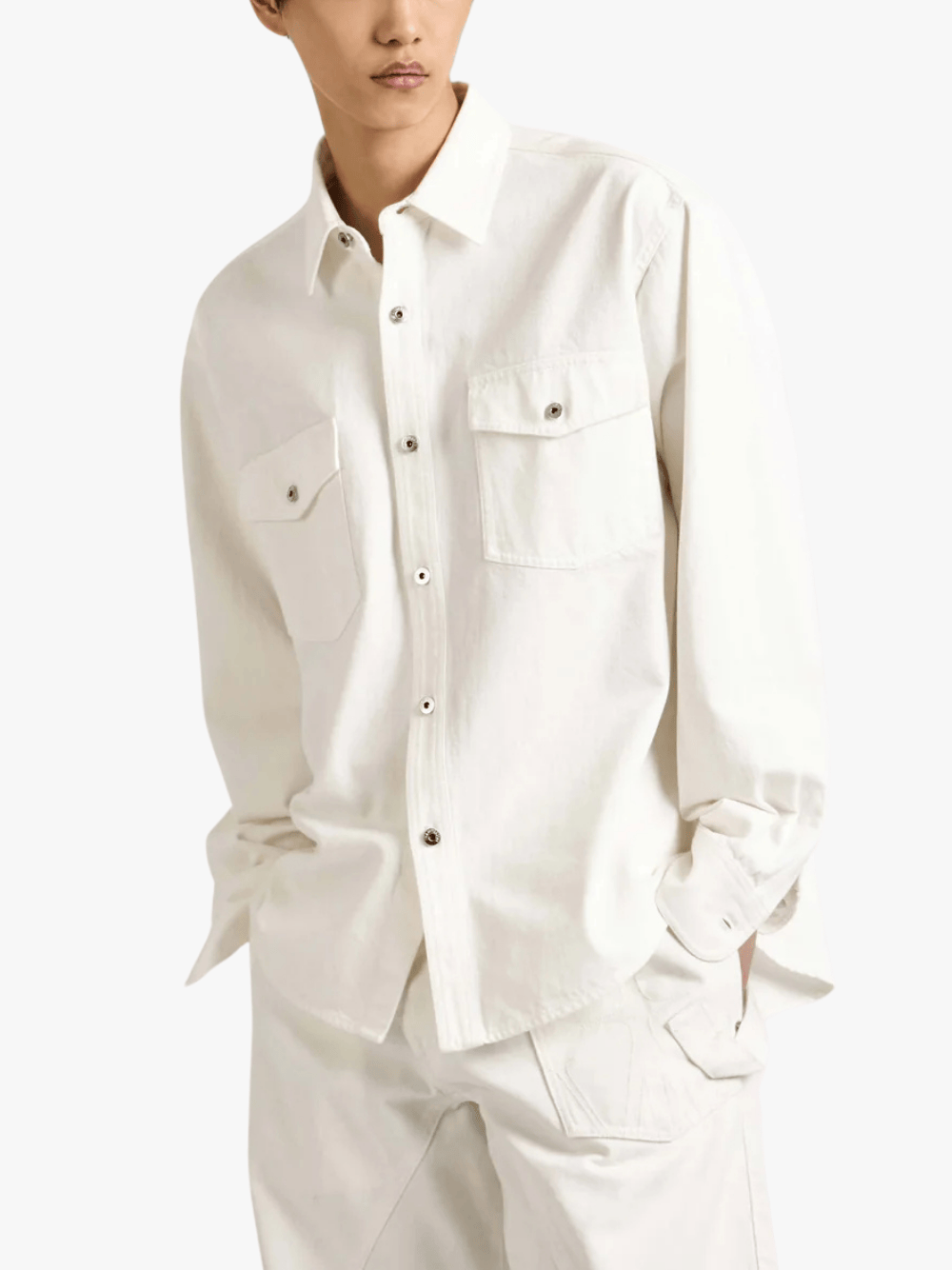 J.W.Anderson Oversized Denim Hemd Weiß Herren