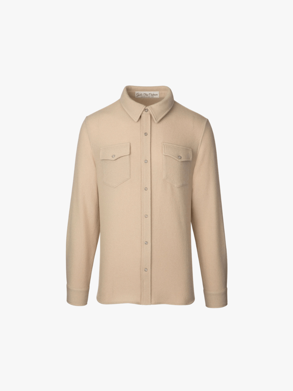 God's True Cashmere Pale Oat Solid Cashmere Shirt Beige Men