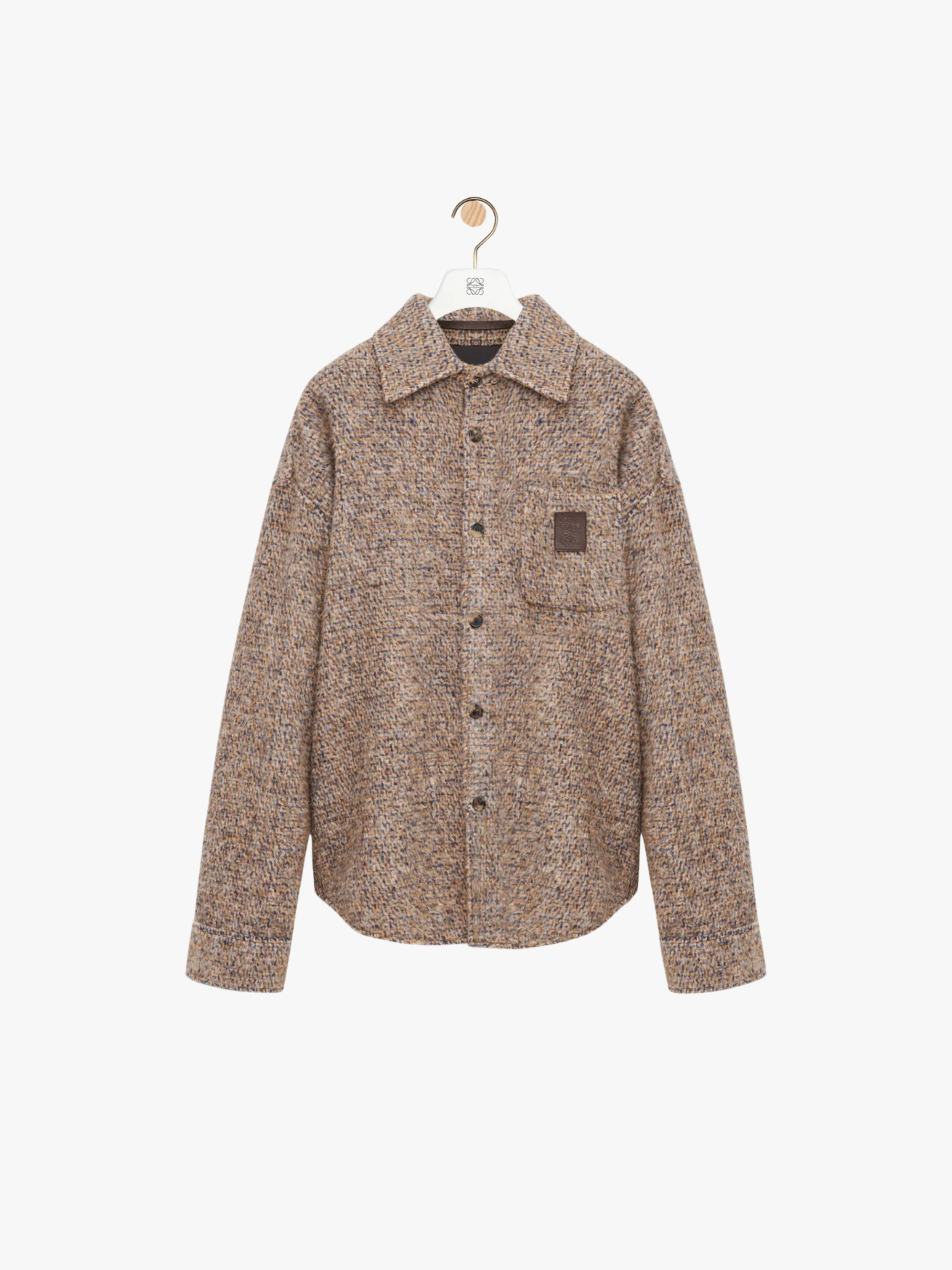 Loewe Overshirt Wolle und Lama‑Mischung Beige/Blau Meliert Herren