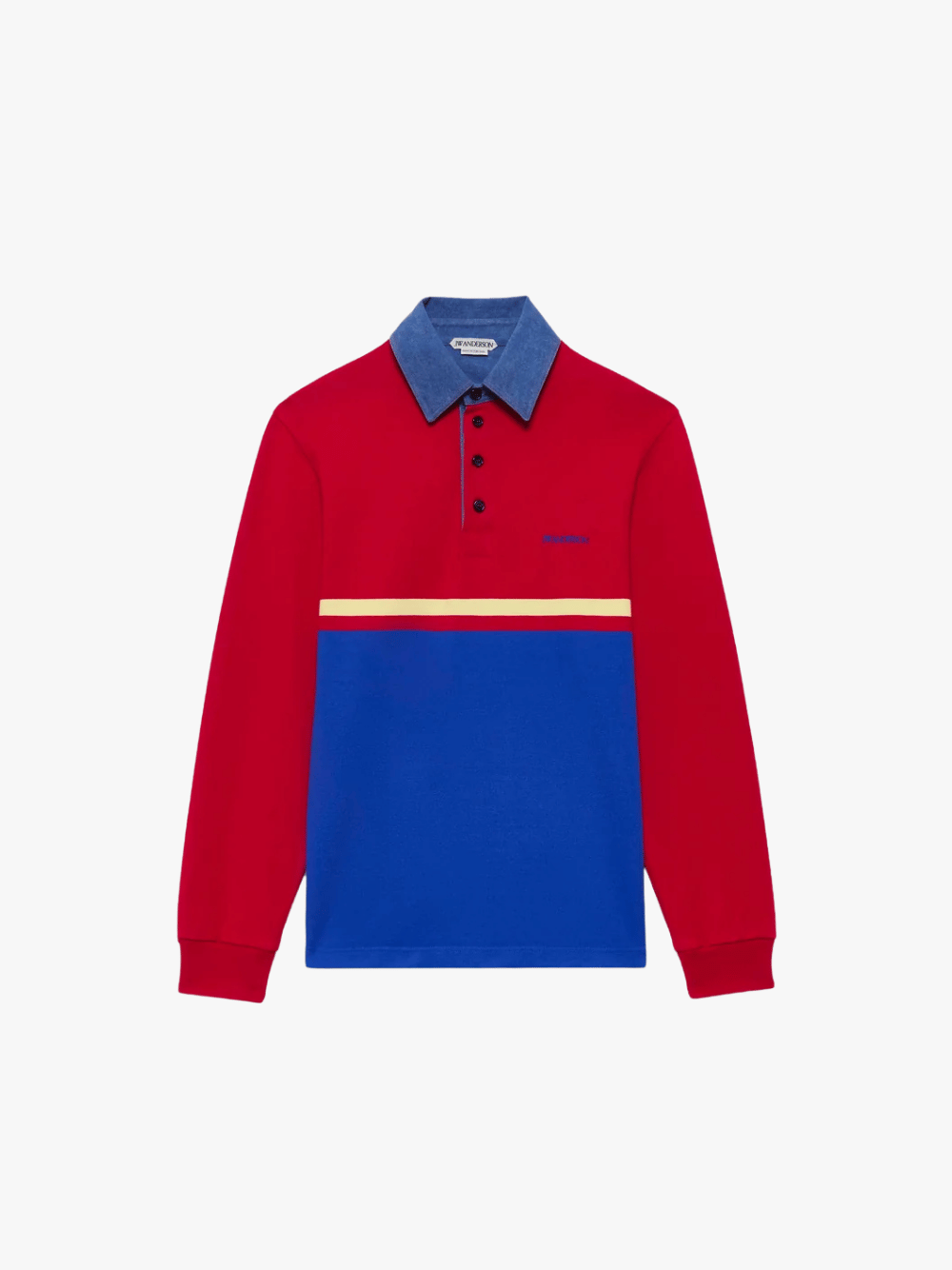 JW Anderson Contrast Collar Rugby Polo Rot Blau Baumwolle Herren