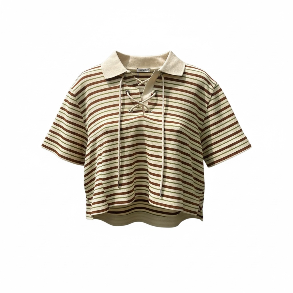 Moncler Striped T-shirt with drawstring for women