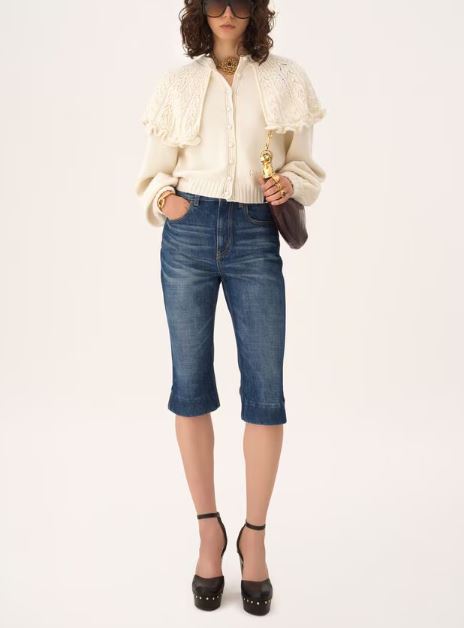 Chloé Hochtaillierte Denim‑Capri‑Jeans Faded Indigo Damen