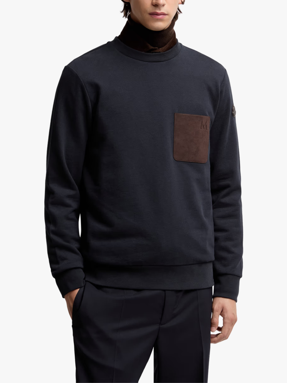 Moncler Sweatshirt aus Baumwolle und Kaschmir mit Tasche Blau Herren