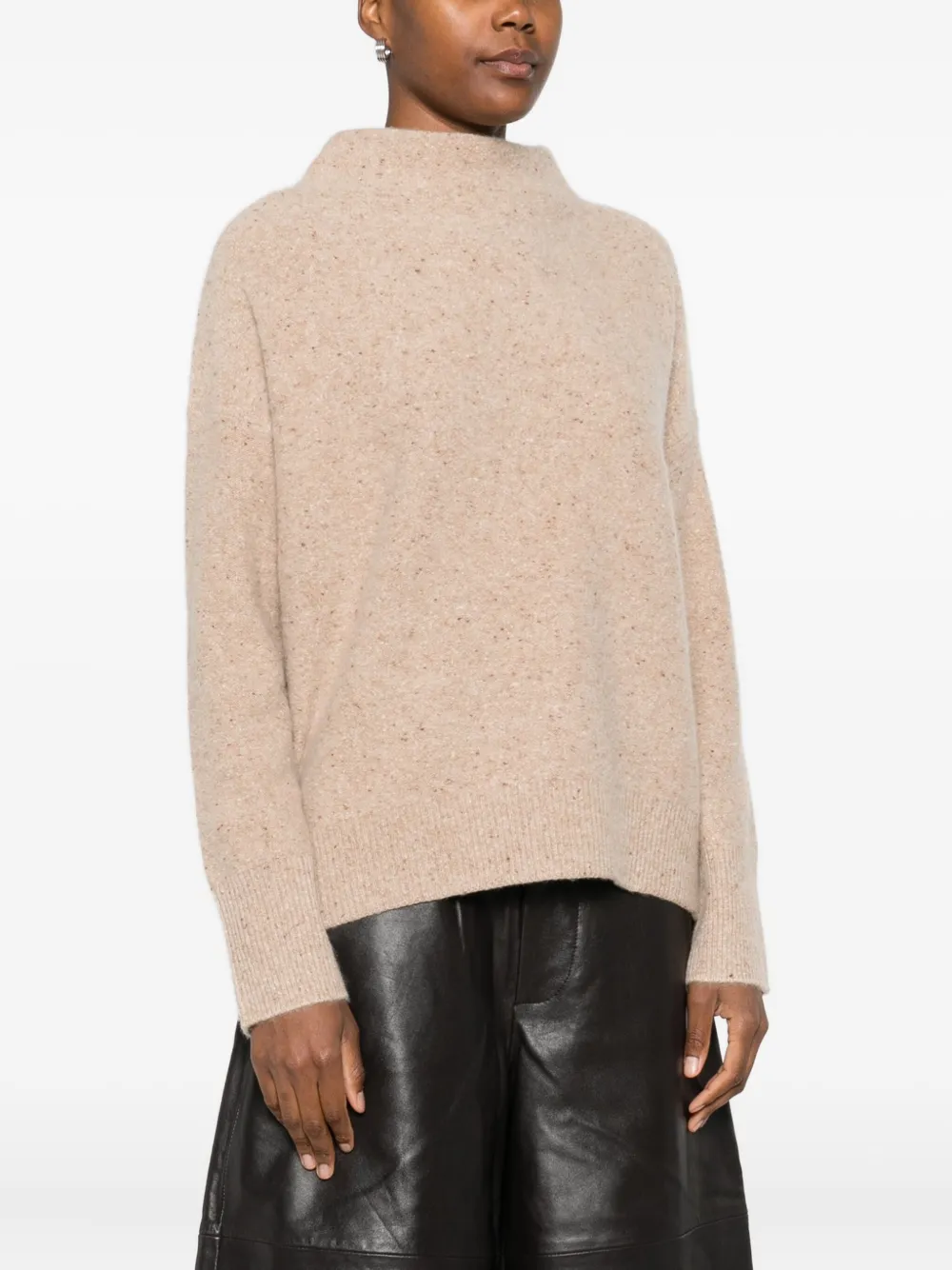 Vince gefleckter Pullover mit Stehkragen Braun Damen