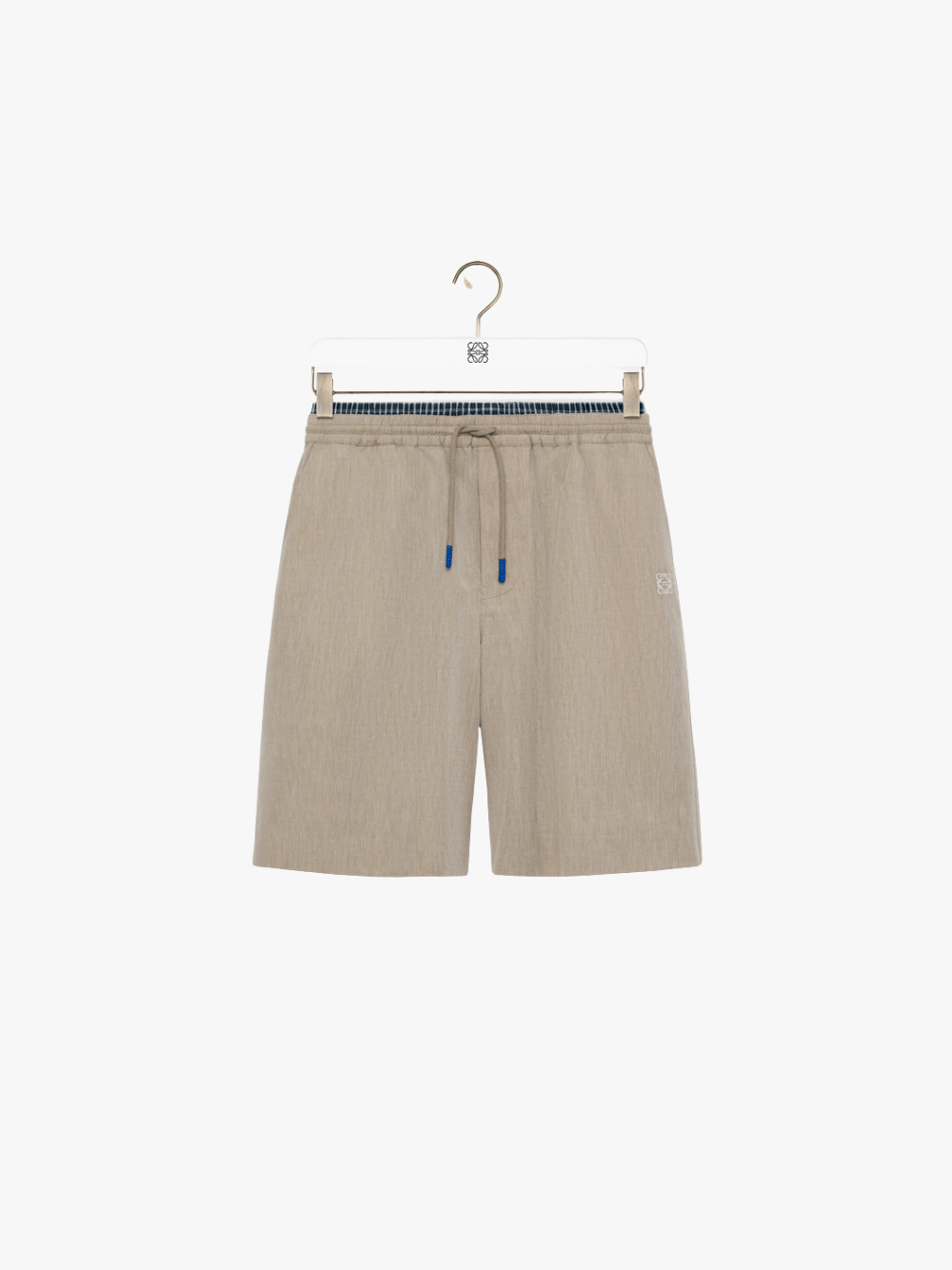Loewe Drawstring Shorts in Wool and Cotton Beige Men