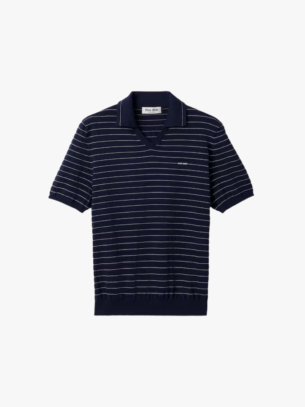 Miu Miu Baumwollstrickpullover mit V-Ausschnitt Navy Damen