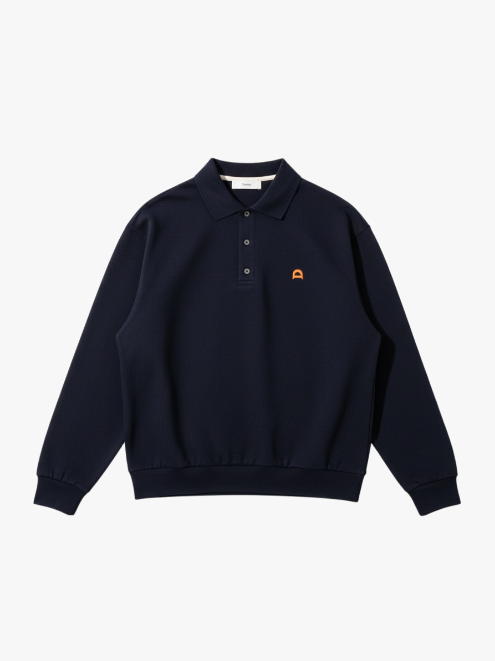 Dunst Unisex Leather Logo Collared T-Shirt French Navy