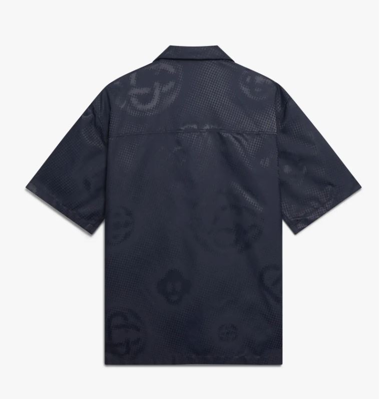 Casablanca Kurzarmhemd mit halbfarbigem Monogramm Navy Herren