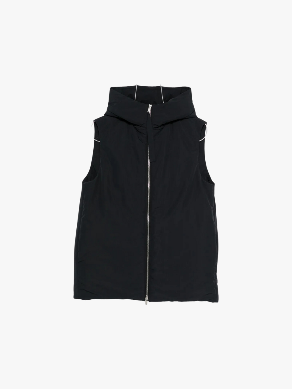 Jil Sander Weste mit Kapuze und Reißverschluss vorne Schwarz Damen Jil Sander Weste mit Kapuze und Reißverschluss vorne Schwarz Damen