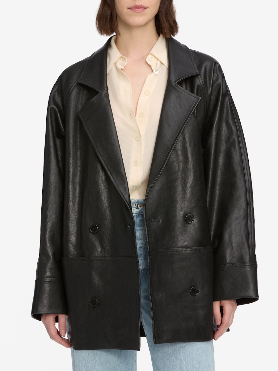 Frame Übergroße Lederjackein Schwarz Damen