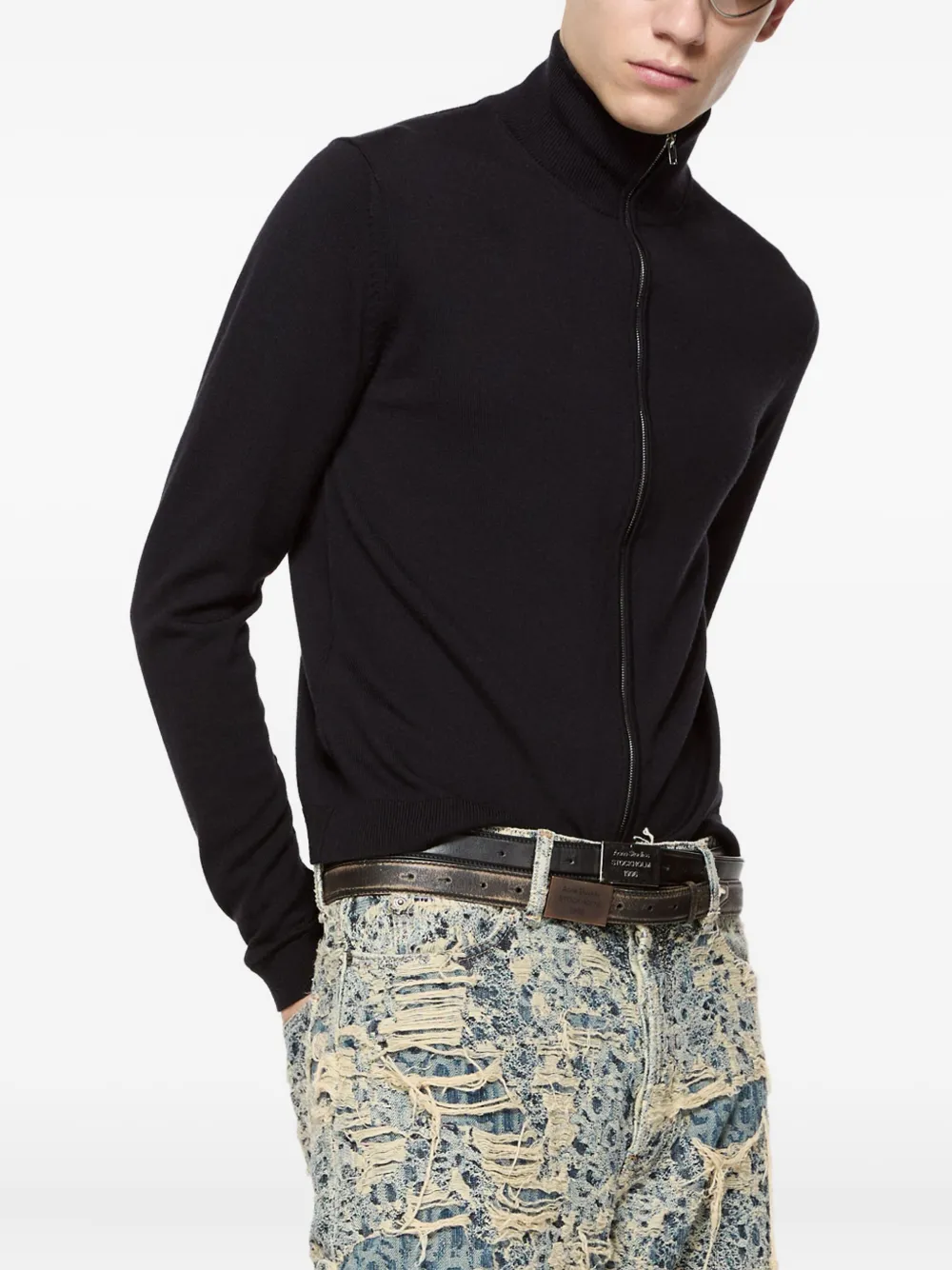 Acne Studios hochgeschlossene Strickjacke mit Reißverschluss Schwarz Herren