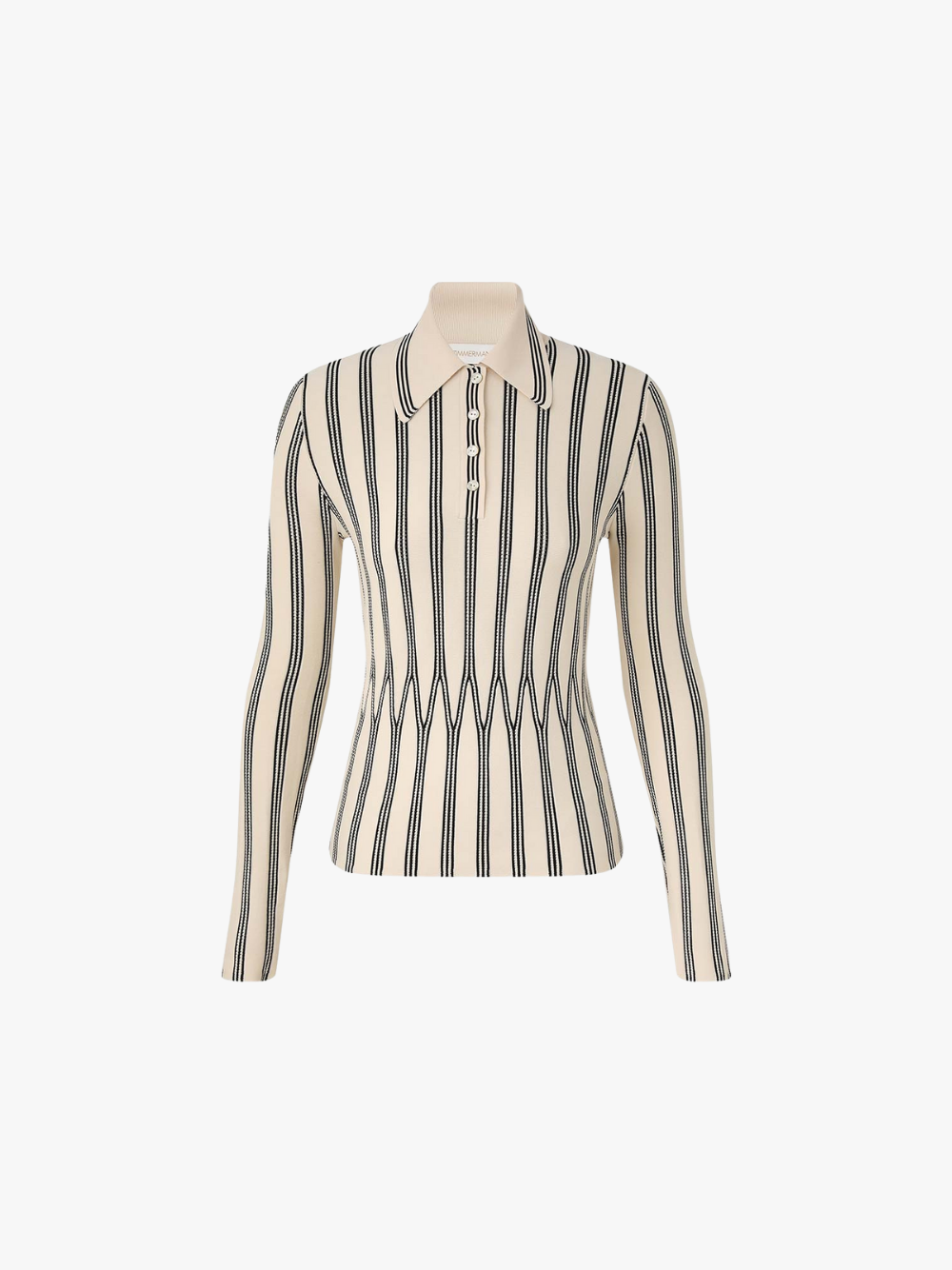 Zimmermann Rebellion Gestreiftes Polo Shirt Cream Stripe Damen