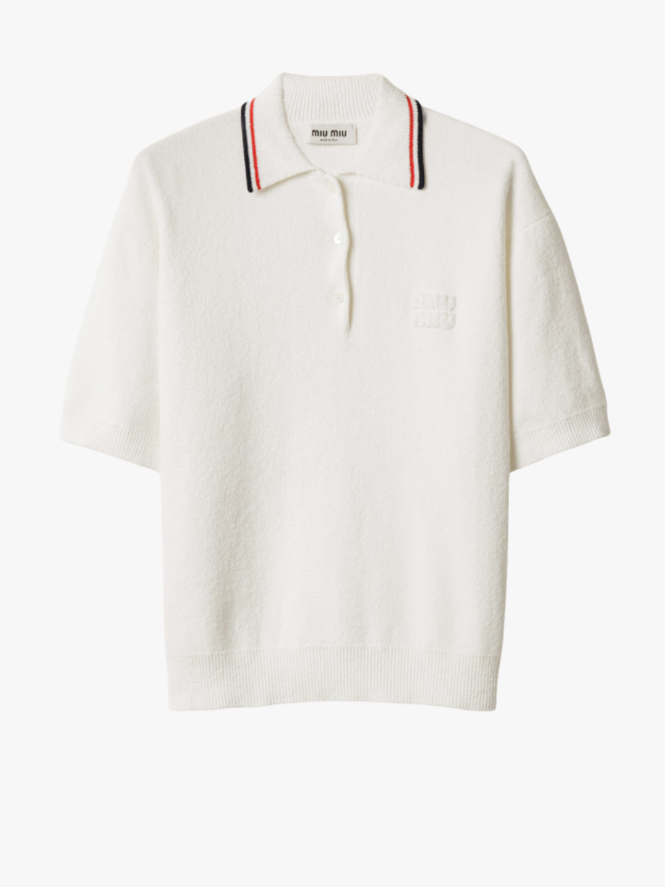 Miu Miu cotton knit polo shirt white women