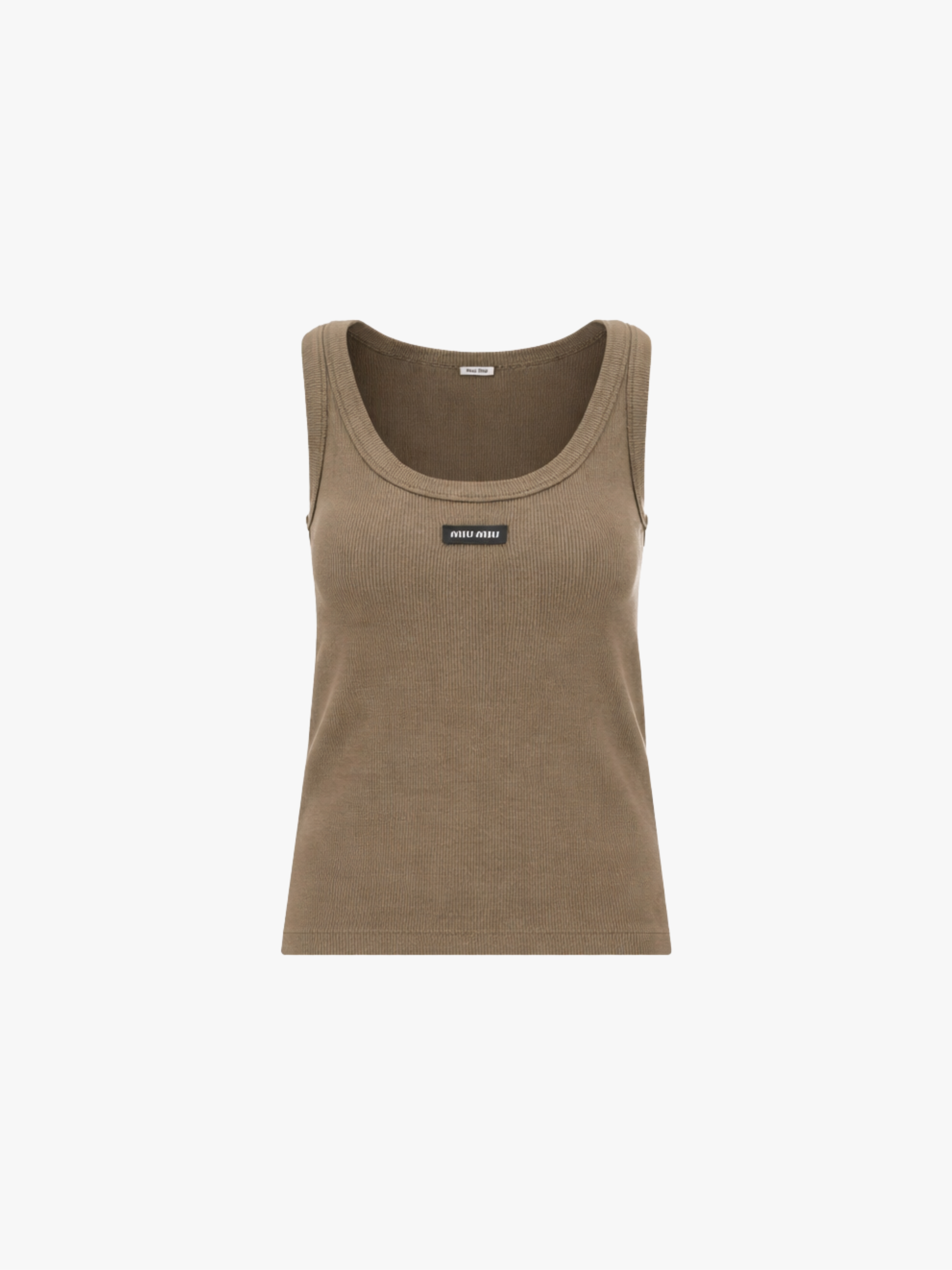 Miu Miu Garment-Dyed Top aus geripptem Jersey Olivgrün Damen