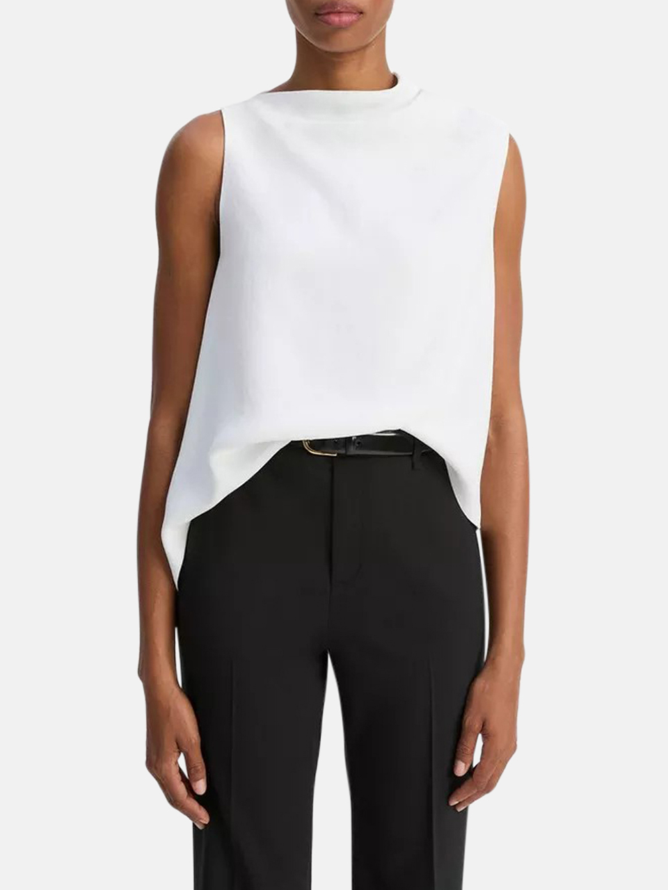 Vince asymmetric draped A-line top white women