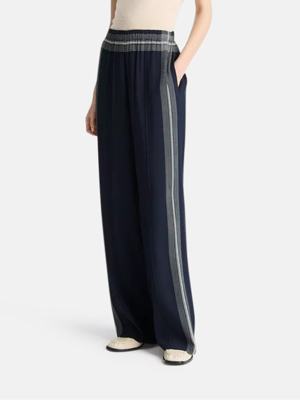 Vince Pull-On-Hose mit Taschentuchstreifen Coastal Blue Damen