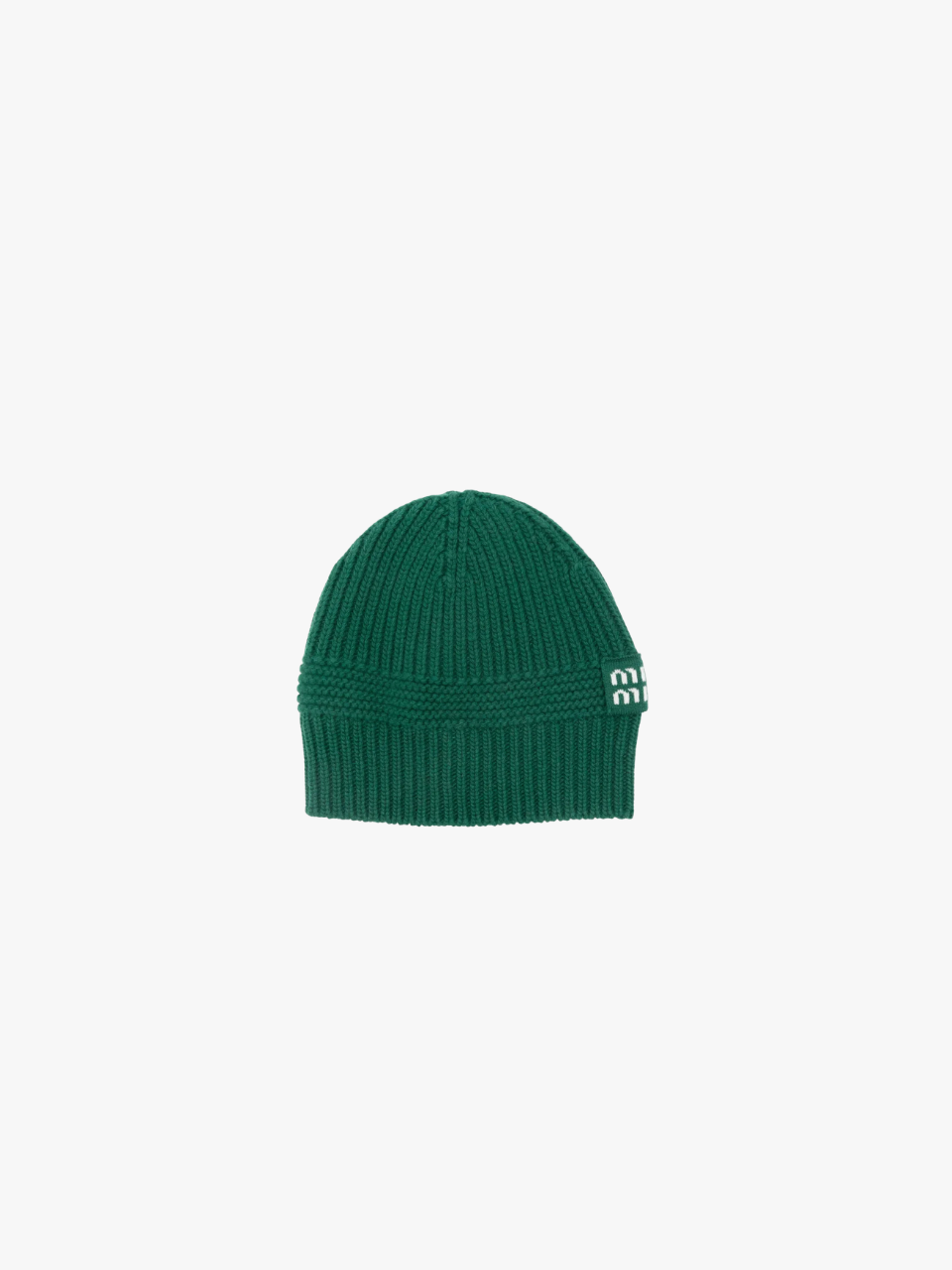 Miu Miu Ribbed Knit Hat Green Women Miu Miu Ribbed Knit Hat Green Women