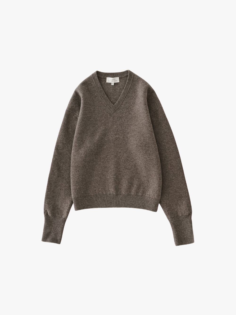 Studio Nicholson Loch Knit V-Neck Jumper Mouse Light Brown Men