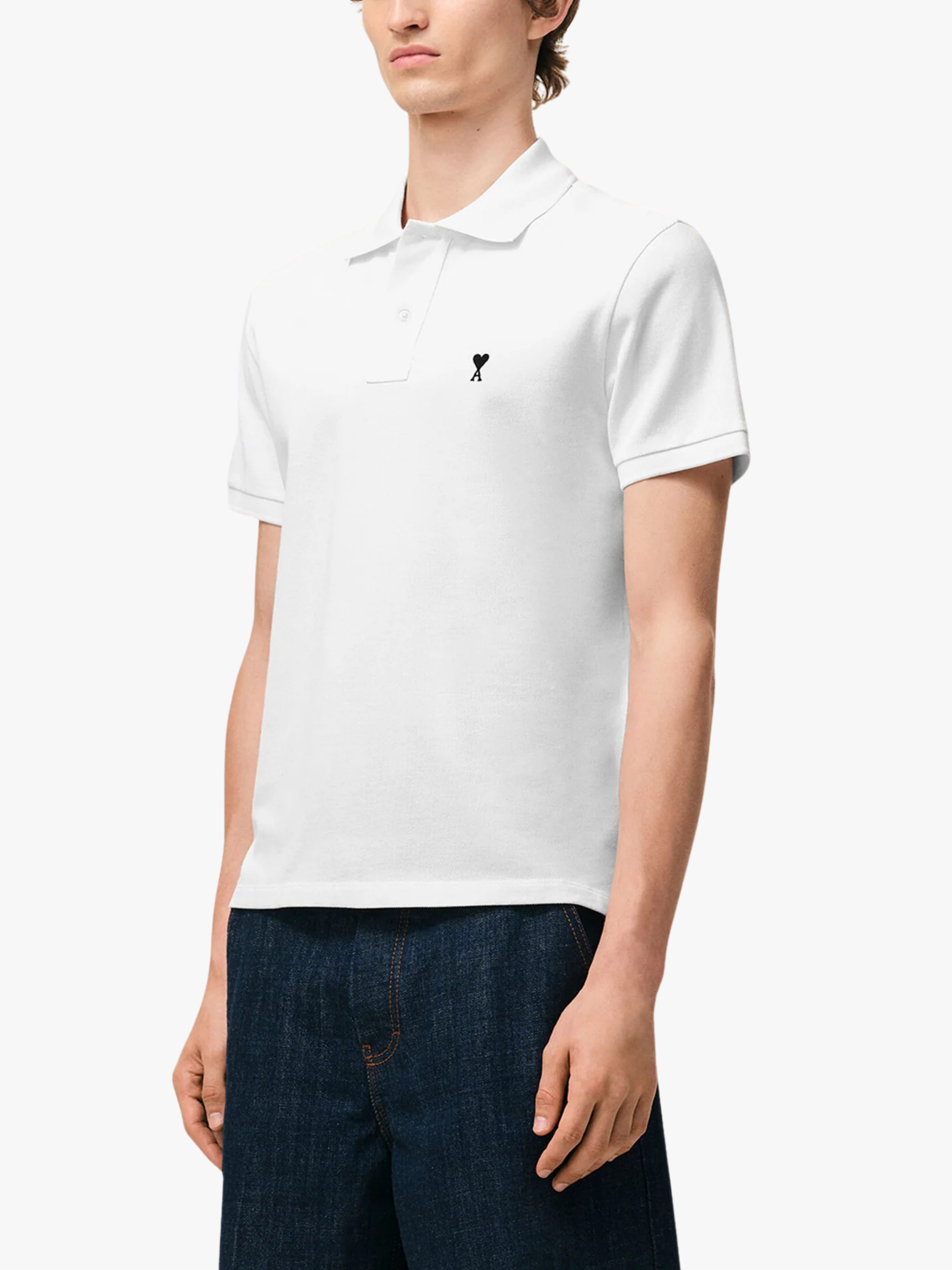 Ami Paris White Short Sleeve Ami de Coeur Polo Shirt Men