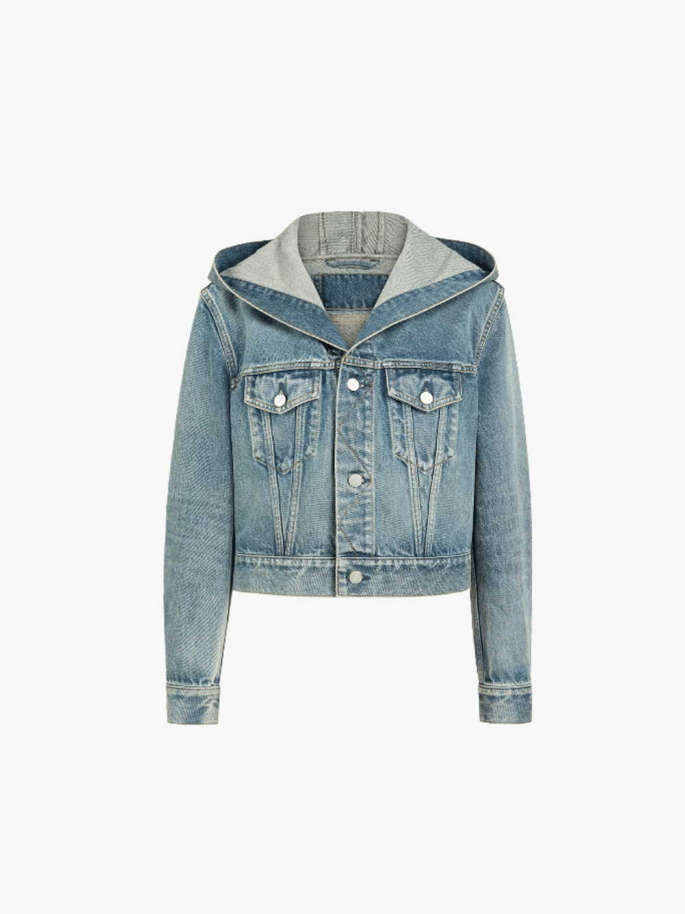 Alaïa Kapuzenjacke aus Denim Hellblau Damen