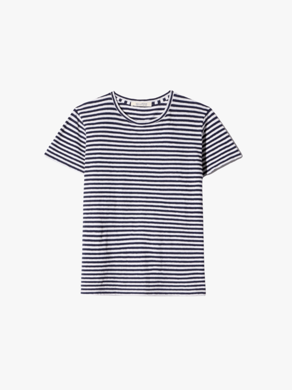 Nili Lotan Lana Crewneck T-Shirt White/Dark Navy Damen T-Shirt