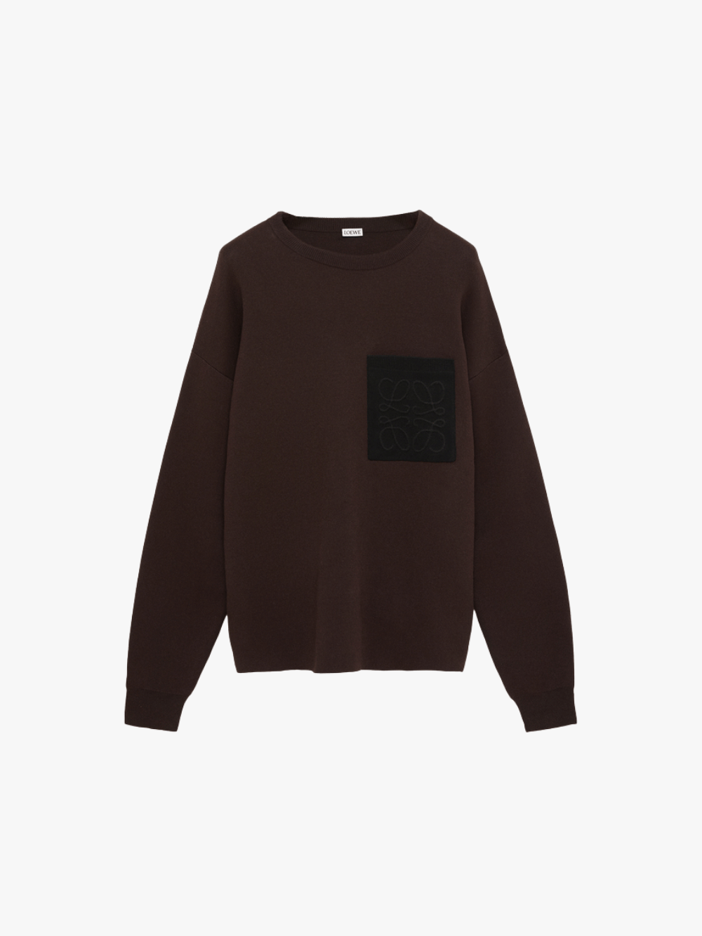 Loewe Anagram Pocket Sweater in Cotton Blend Dark Brown/Black Men