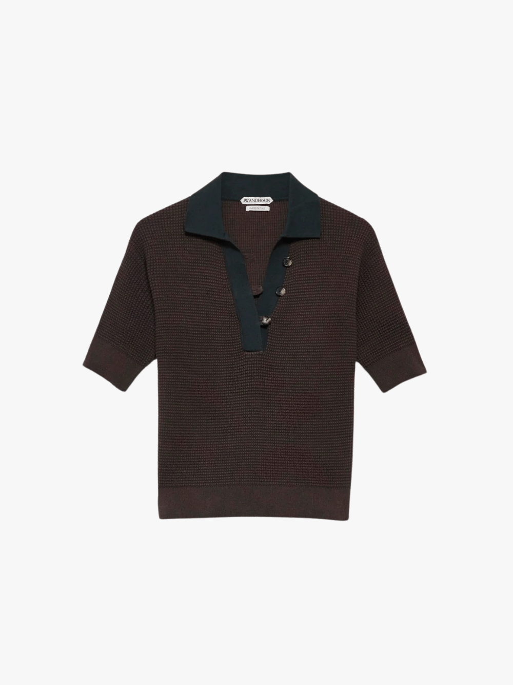 JW Anderson Knitted Polo Top Military Green Braun Herren
