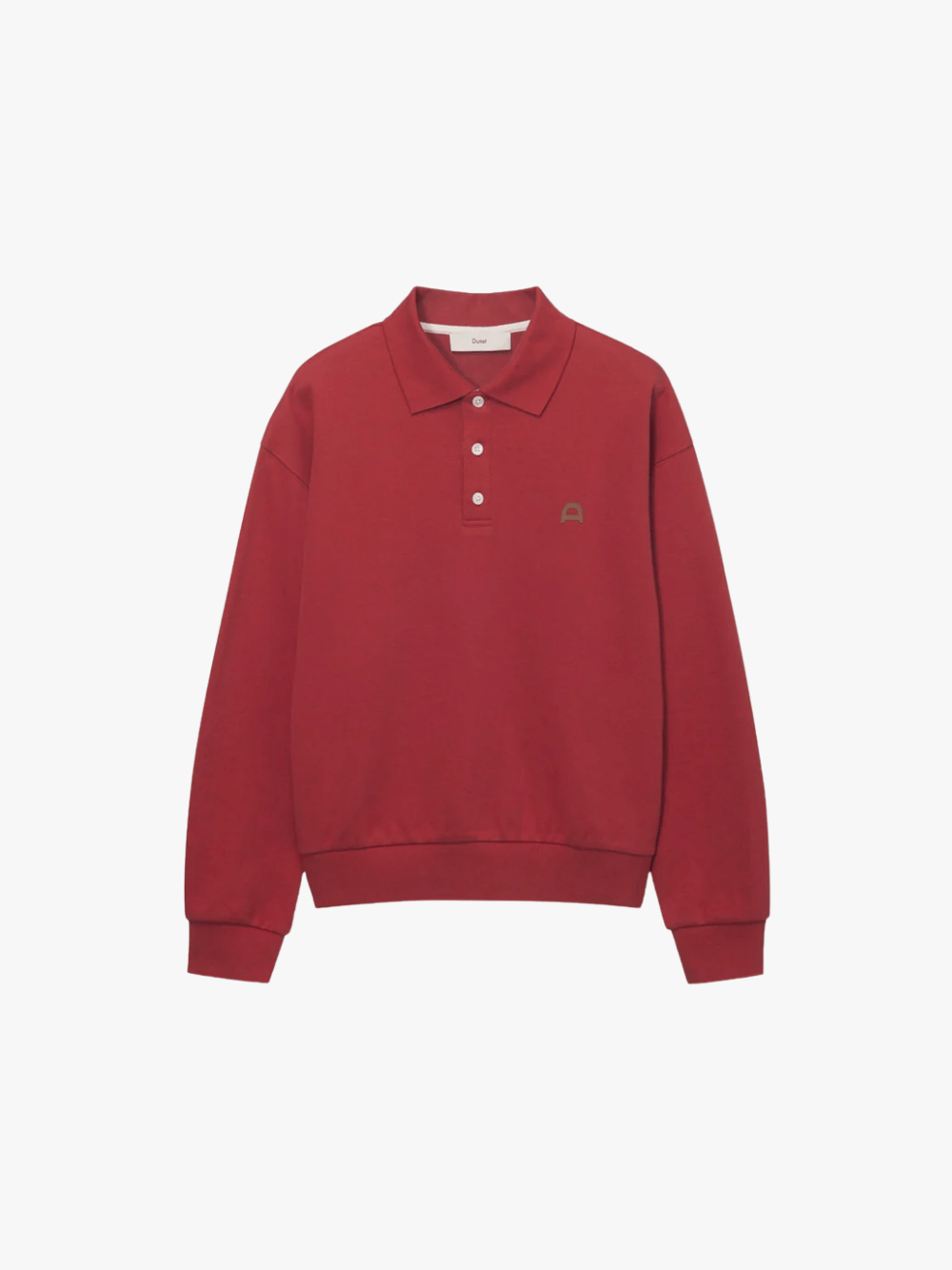 Dunst Leather Logo Collared T-Shirt Red Men