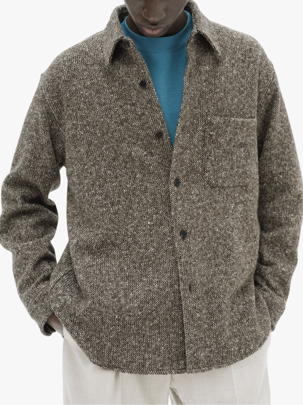 Auralee Homespun Tweed Shirt Blouson Braun Herren