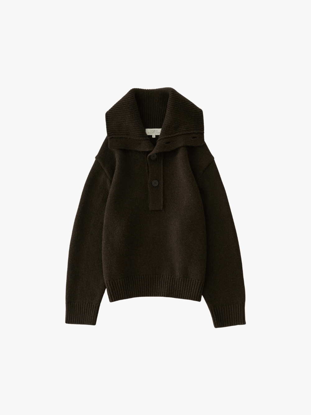 Studio Nicholson Orena Knit Polo Jumper Wool Espresso Brown Men