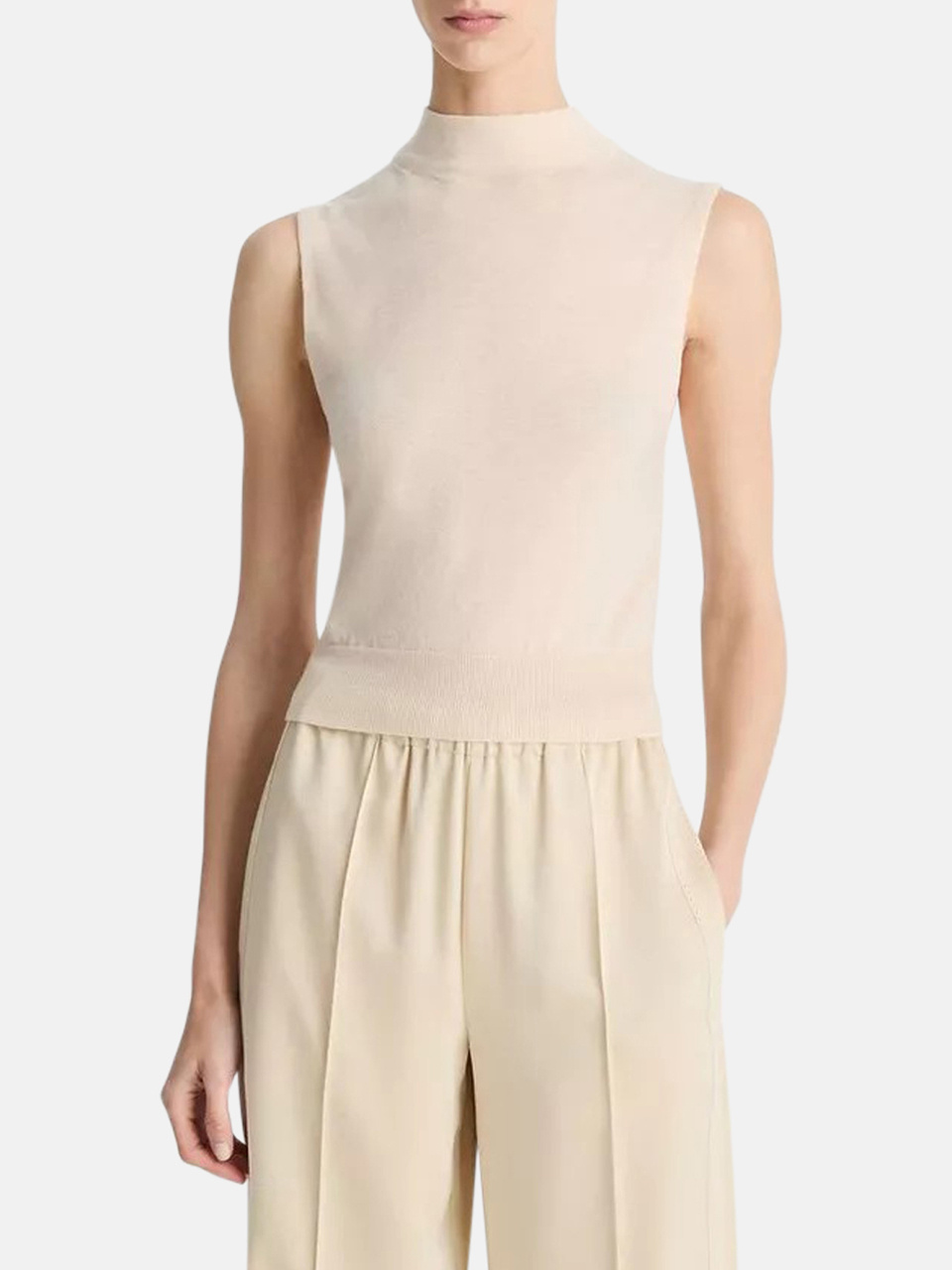 Vince Sleeveless wool blend crew neck jumper White Women