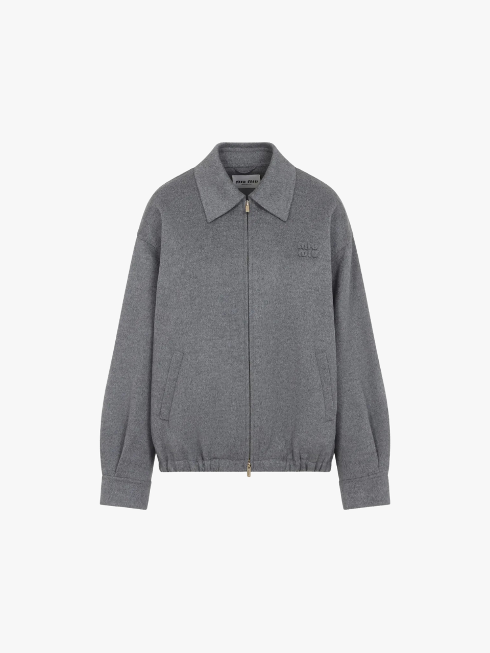 Miu Miu jacket with logo embroidery gray women