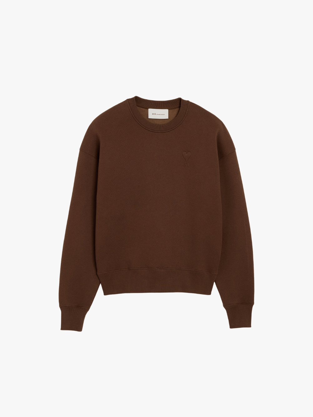 Ami Paris Zipped Sweatshirt Jacket with Ami Paris Felted Patch Brown Men's