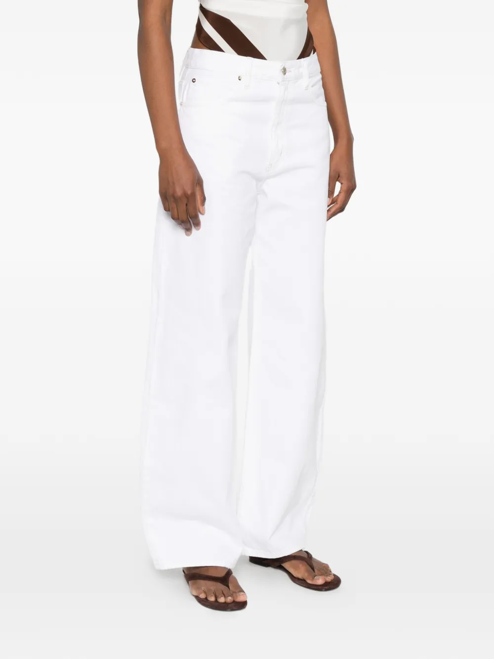 FRAME The Bow Jeans mit hohem Bund Weiß Damen