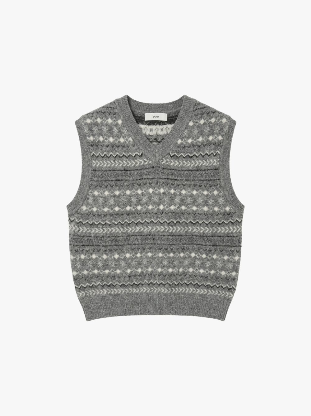 Dunst Crafted V-Neck Knit Vest Grey Men