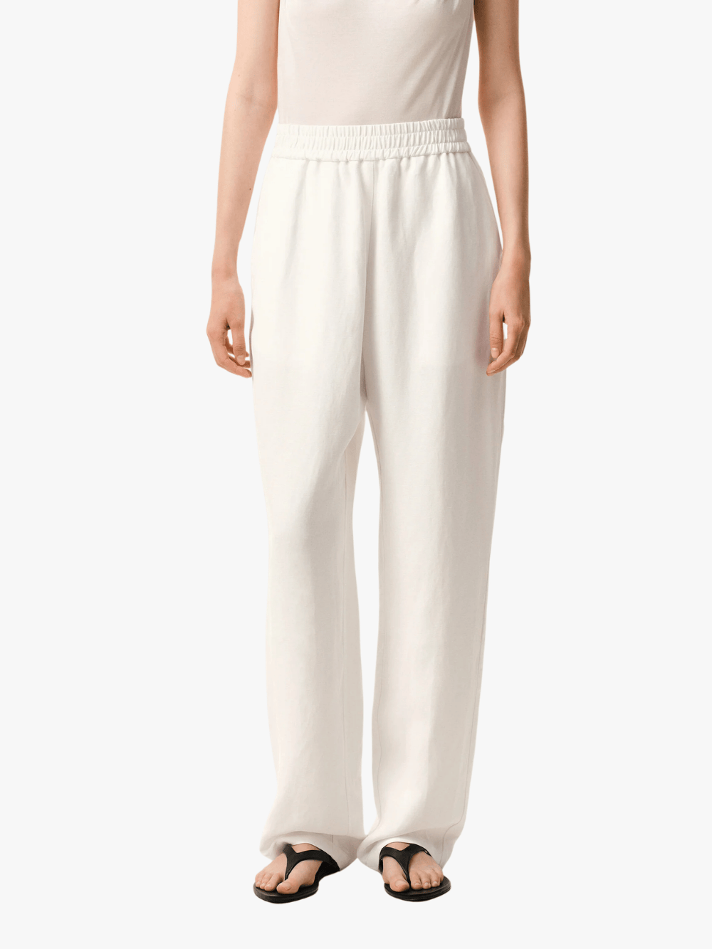 AMI Paris Hose mit elastischem Bund Weiß Damenhose