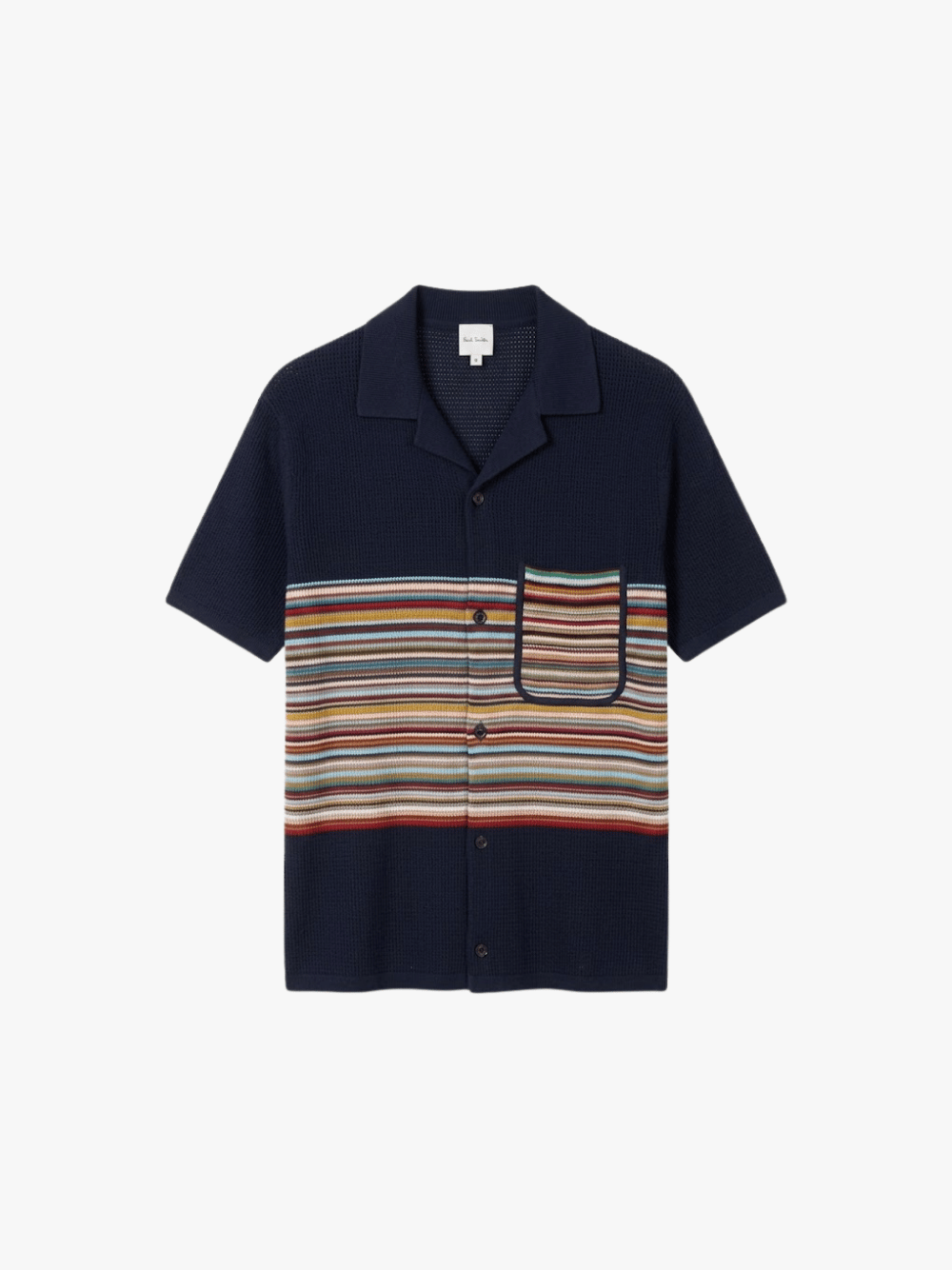 Paul Smith Organic Cotton Signature Stripe Knitted Shirt Navy Herren