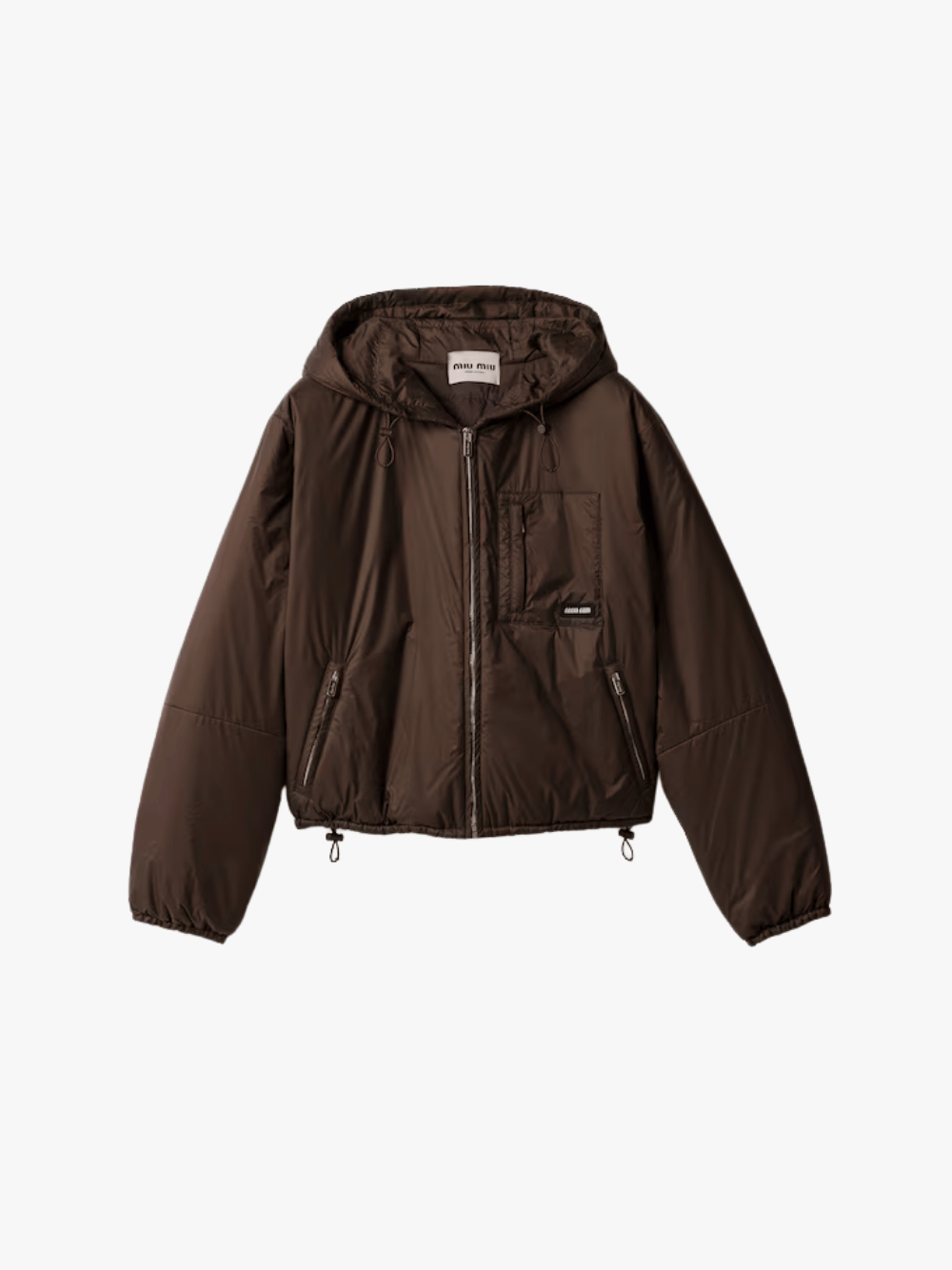 Miu Miu Kurze Daunenjacke aus Ripstop-Gewebe Braun Damen
