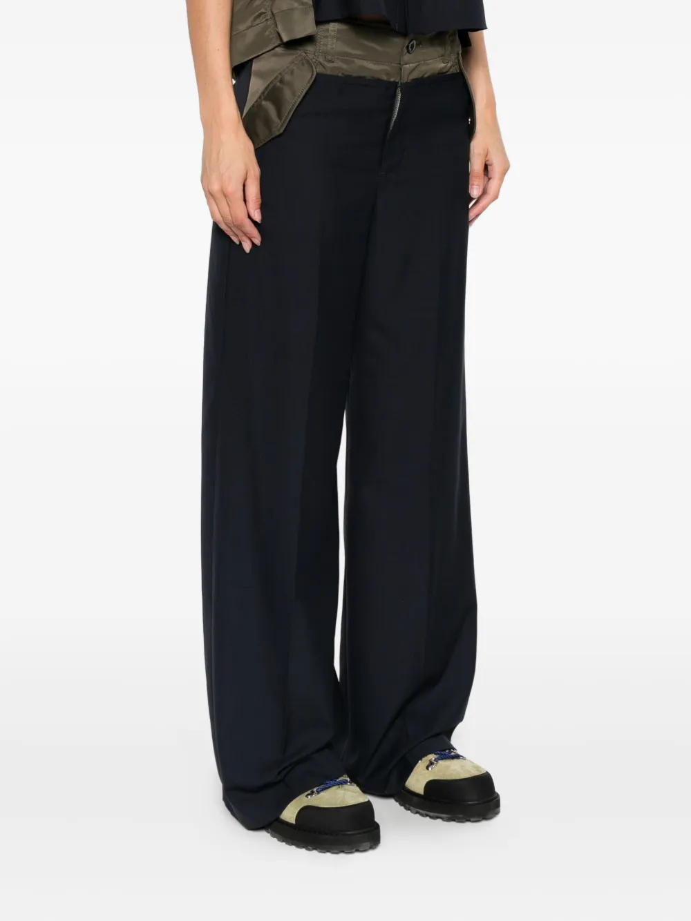 Sacai pants with contrasting inserts, dark blue, women's Sacai pants with contrasting inserts, dark blue, women's