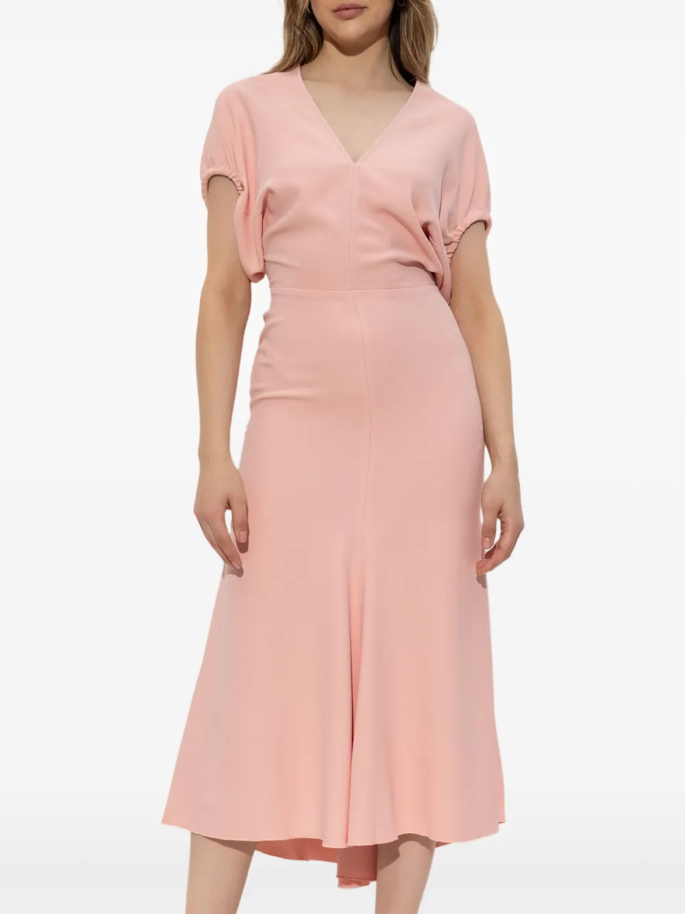 Victoria Beckham Midikleid mit Puffärmeln Blush-Rosa Damen