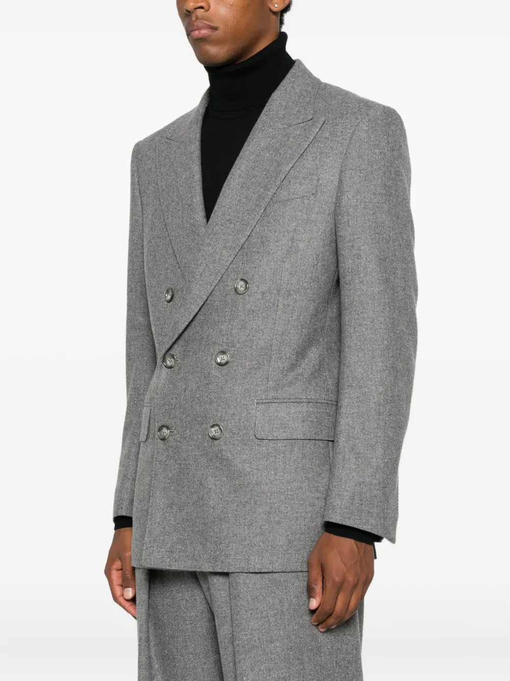 TOM FORD Zweireihiger Blazer aus Wolle Grau Herren
