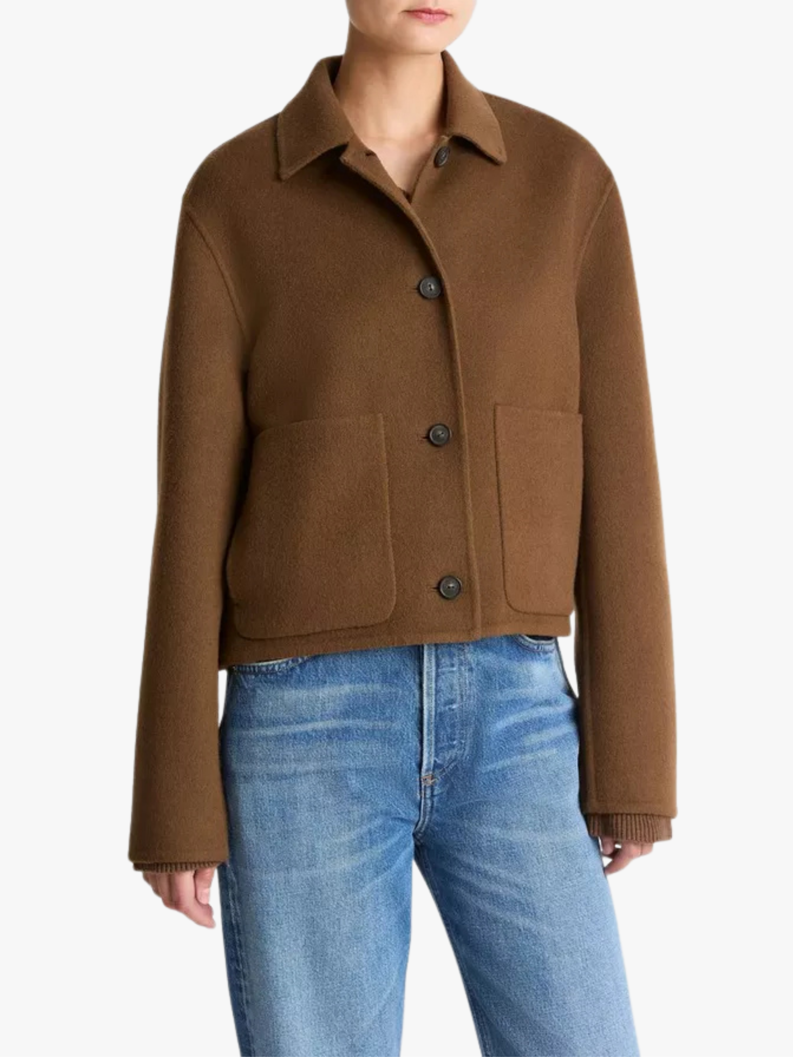 Vince Wool-Cashmere Blend Short Jacket Hazelnut Braun Damen