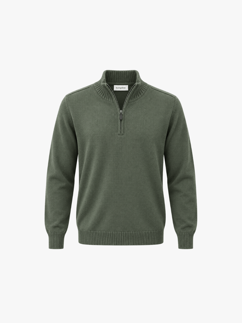 Bungalow Cashmere Zip Pullover Grün Herren