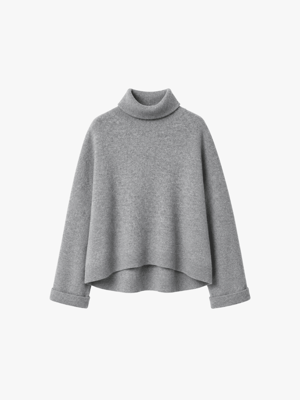 Dusan Iconic Turtleneck Cashmere Sweater 12GG, Grey Melange