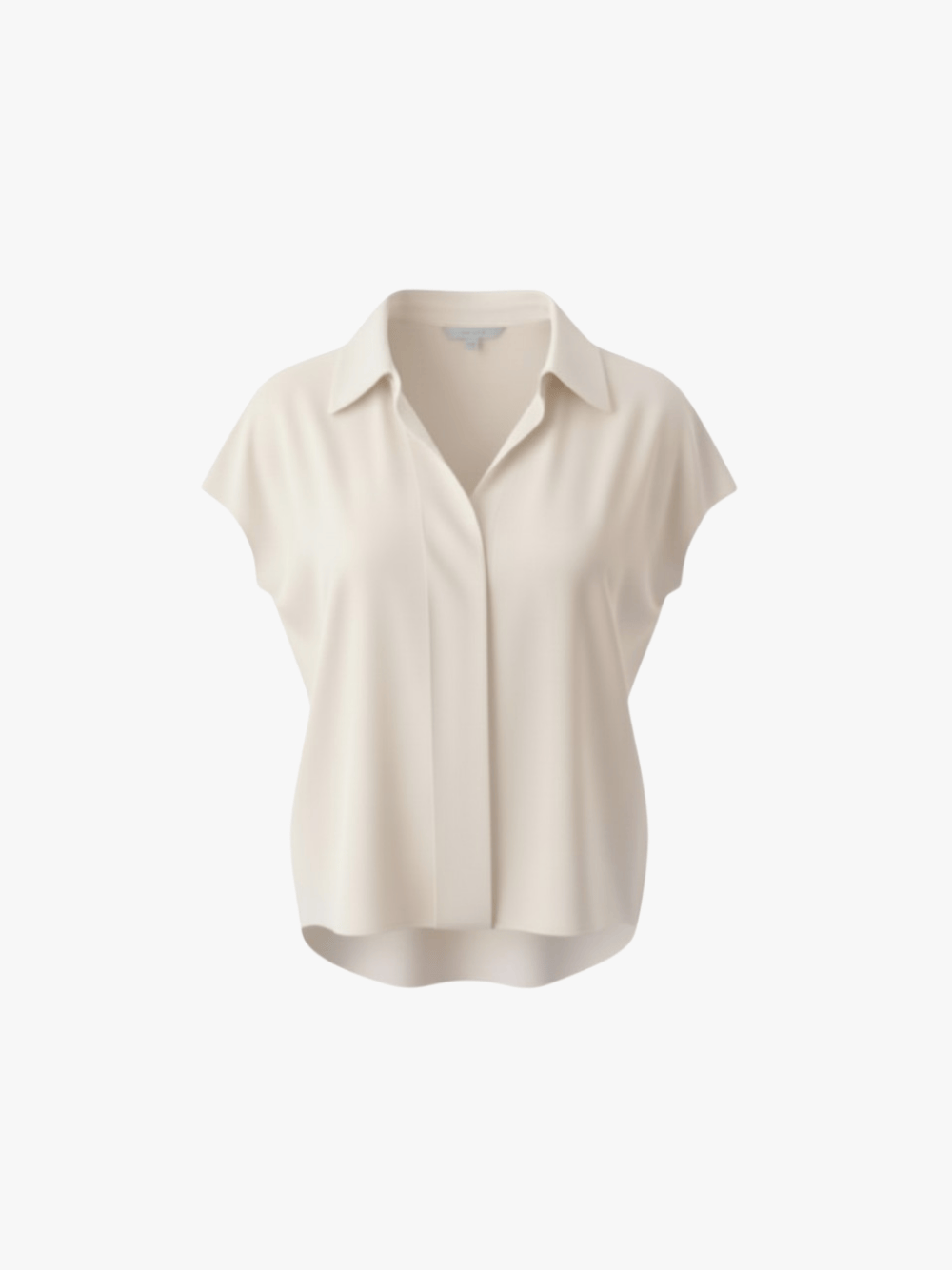 Vince Stretch‑Silk Hidden‑Placket Cap‑Sleeve Blouse Chalk Seidenbluse mit versteckter Knopfleiste Cap‑Sleeve Damen