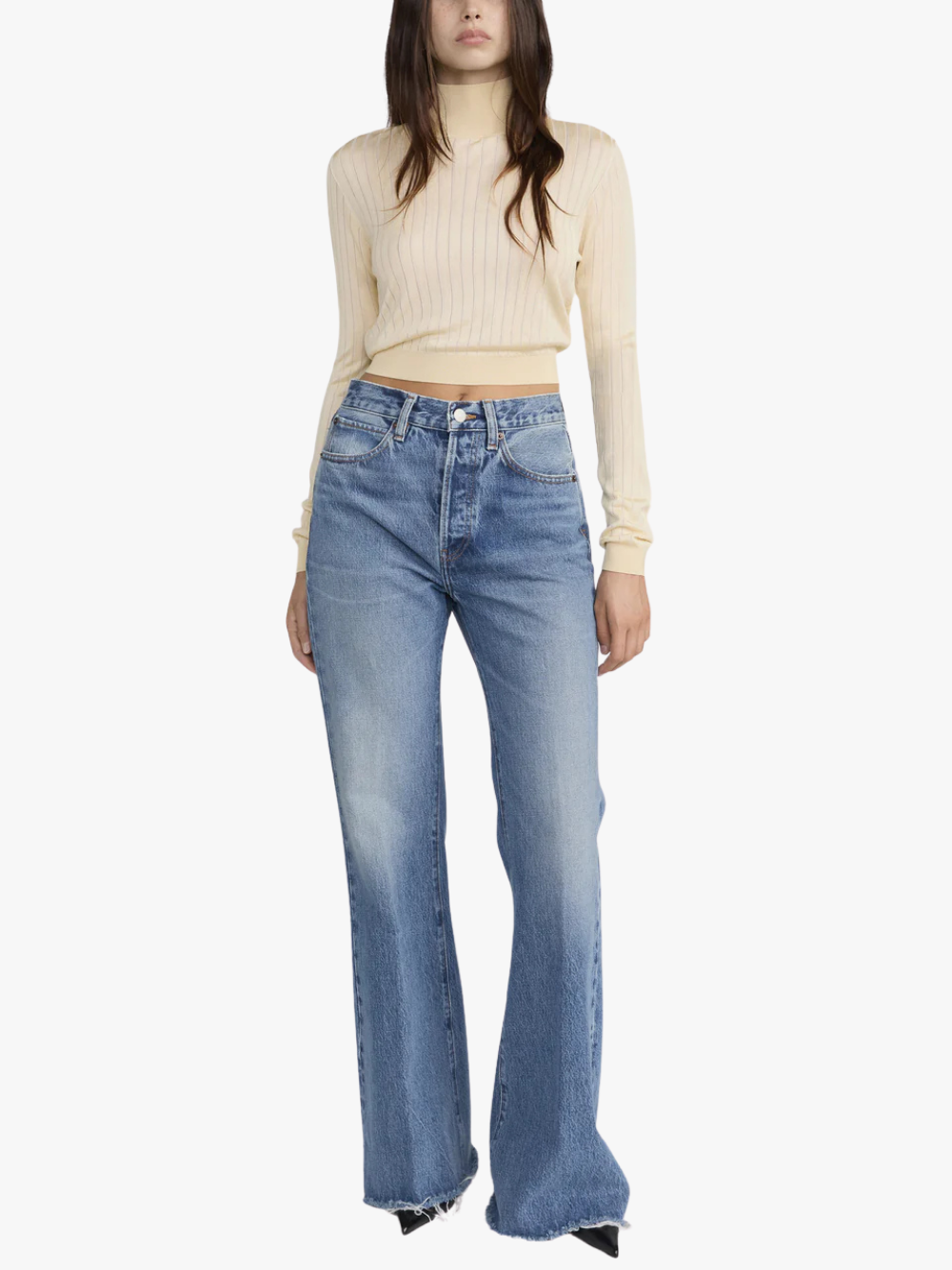 FRAME The Lax Numeral Raw Fray Denim Jeans Women