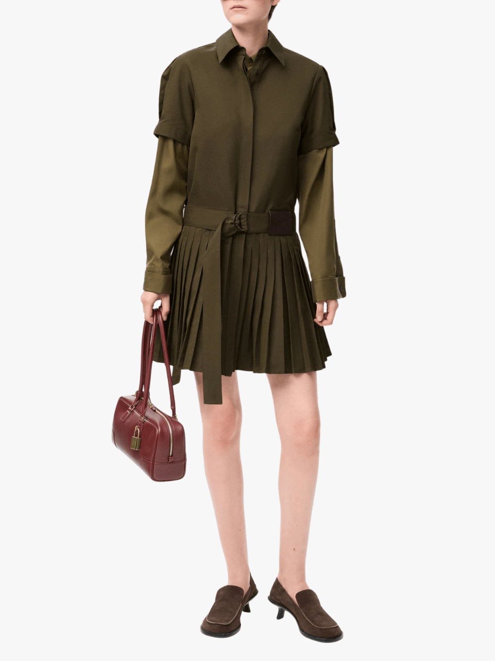 Loewe Pleated Dress Khaki Women